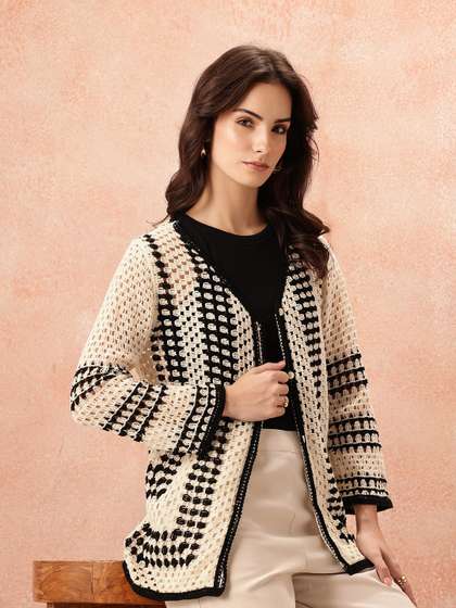 all about you
                        Striped Button Shrug