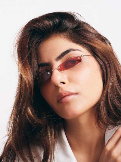 SALTY Women Red
                          Lens & Silver-Toned Rectangle Sunglasses
                          with