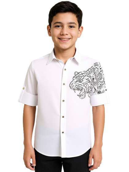 CHARCHIT Boys
                    Embroidered Regular Fit Shirt
