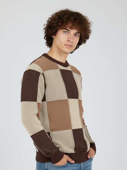 glitchez Checked
                        Self Design Pullover