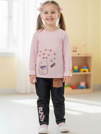 Hikuj Girls Printed
                    T-shirt with Trousers