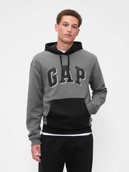 GAP Hooded Brand
                          Logo Applique Detail Front-Open Sweatshirt