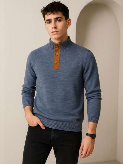 The Roadster
                        Lifestyle Co High Neck Ribbed Pullover Sweaters
