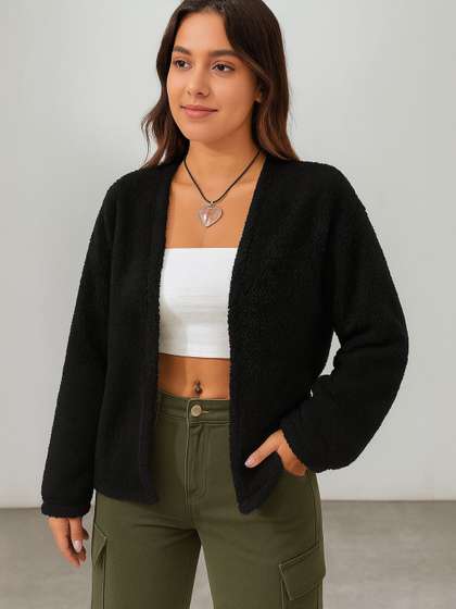 Stylecast X Slyck
                        Women Solid Open Front Fur Shrug