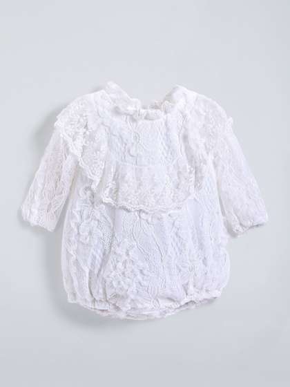 Hopscotch Infant Girls
                    Self Design Lace Embellished Bodysuit