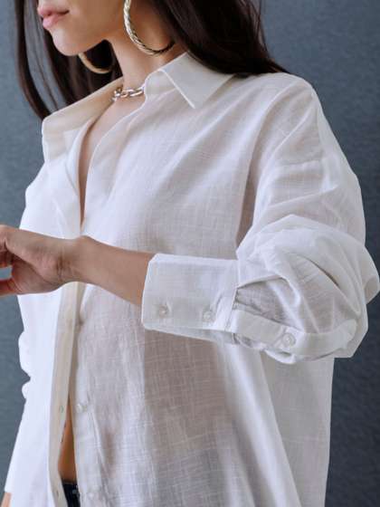 VOLTEDGE Women Oversized Cotton Casual Shirt