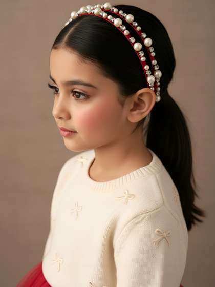 Choko - Red - Beaded
                    & Pearl Double Row - Hairband