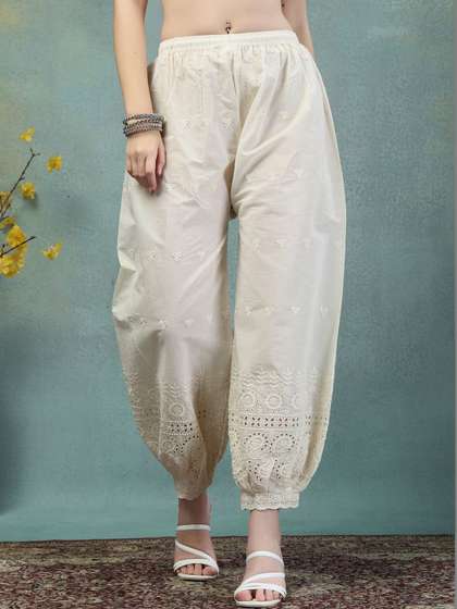 Moda Rapido Women
                      Floral Embroidered Chikankari Loose Fit Cotton
                      Afghani Salwar