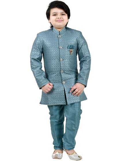 Arshia Fashions Boys
                        Embroidered Mandarin Collared Sherwani