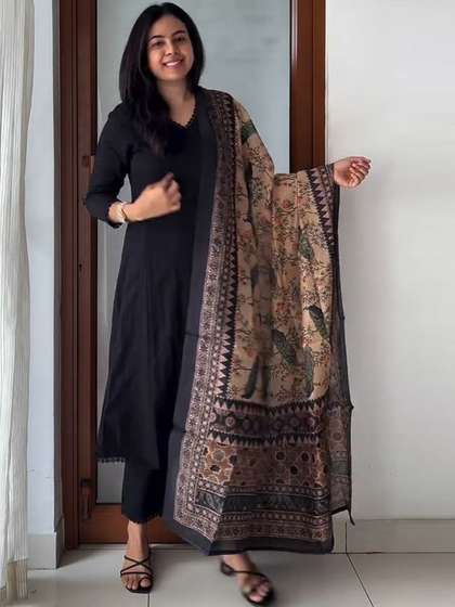 GoSriKi Women
                          Ethnic Motifs Regular Kurta with Trousers
                          & With Dupatta