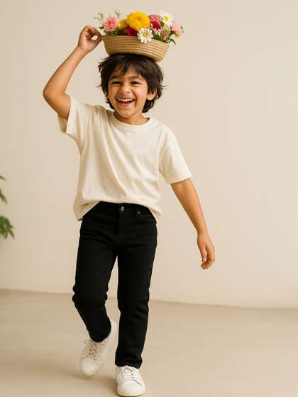 TALES & STORIES
                      Boys Black Slim Fit Stretchable Jeans