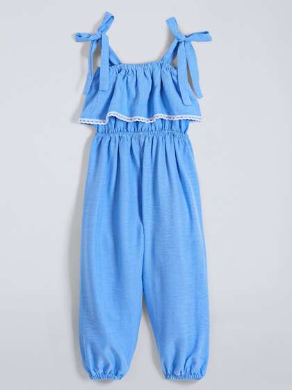 Hopscotch Girls Solid
                      Basic Lace Detail Jumpsuit