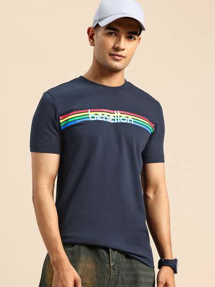 United Colors of Benetton Brand Logo Striped T-shirt
