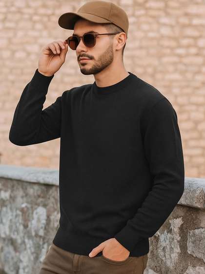 Bewakoof Men Black
                        Oversized Sweater