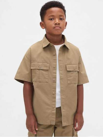 GAP Boys Pure Cotton
                      Spread Collar Relaxed Fit Shirt