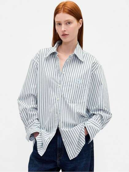 GAP Striped Spread Collar Shirt