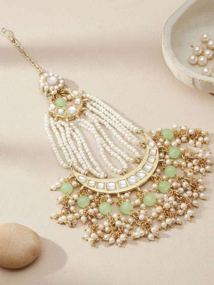 KARATCART
                        Gold-Plated Kundan Studded & Beaded Jhumar
                        Passa