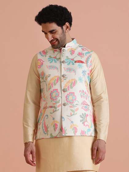 KISAH Men Printed
                          Zari Regular Fit Nehru Jacket