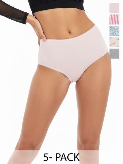 DressBerry Women Set
                        of 5 Printed High-Rise Briefs