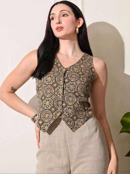 DECKEDUP Print
                        Ethnic Cotton Waistcoat