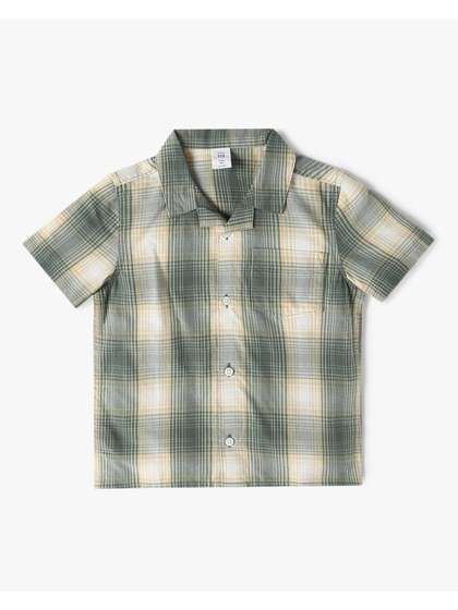 GAP Boys Checked
                          Pure Cotton Camp Collar Relaxed Fit Shirt