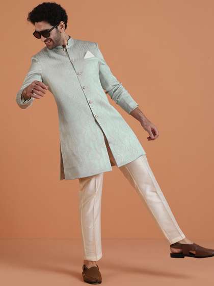 KISAH Men Silk Blend
                        Sequin Embroidered Sherwani