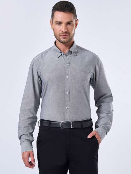 Cottonking Men Pure
                        Cotton Button Down Collar Long Sleeves Solid
                        Oxford Formal Shirt