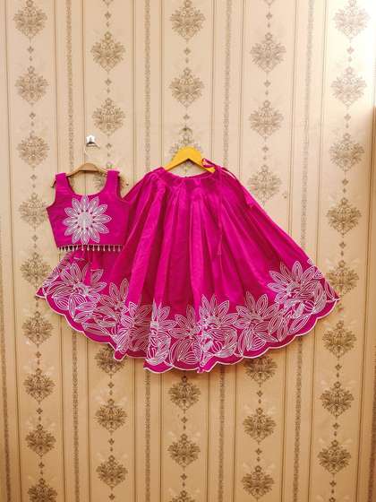 Sangria Girls
                      Embroidered Round Neck Flared Lehenga With Choli