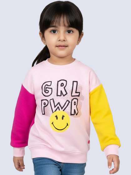 Yellow Apple Girls
                    Typography Printed Woollen Pullover Sweater