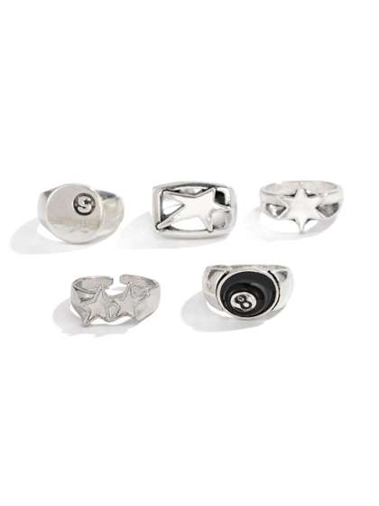 StyleCast x Revolte
                      Set of 5 Silver-Plated Finger Ring