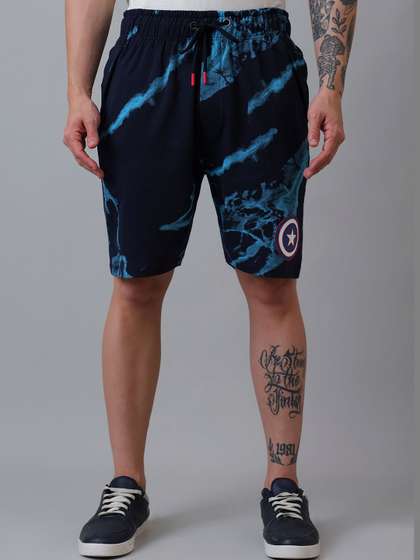 Free Authority Men
                        Captain America Printed Mid-Rise Above Knee
                        Shorts