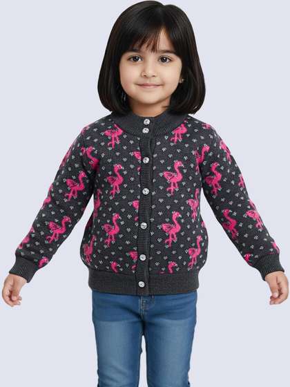 Yellow Apple Girls Self
                    Design Cardigan