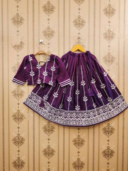 Sangria Embroidered
                    Round Neck Flared Lehenga Choli