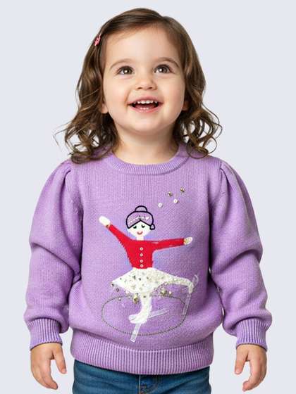 Yellow Apple Girls
                      Self Design Printed Pullover Sweaters