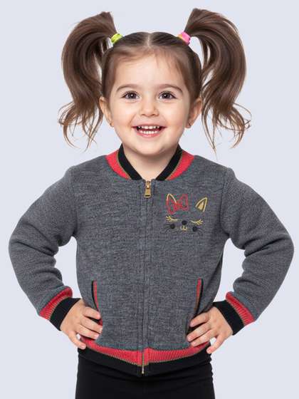 Yellow Apple Girls
                      Woollen Front-Open Reversible Sweater