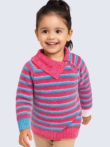 Yellow Apple Girls
                    Striped Woollen Pullover Sweaters