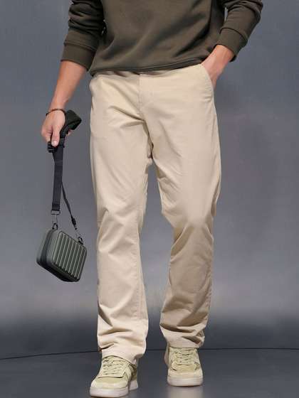 WROGN Men Straight
                          Fit Easy Wash Trousers