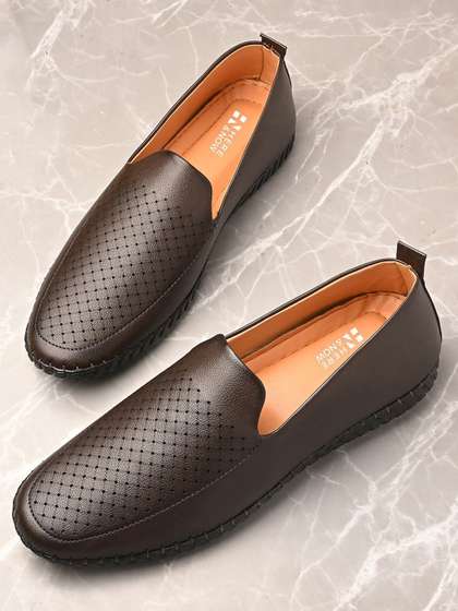 HERE&NOW Men
                          Textured Round Toe Slip-On Loafers Formal
                          Shoes