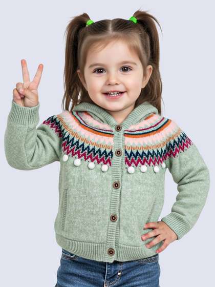 Yellow Apple Boys
                    Chevron Printed Woollen Cardigan
