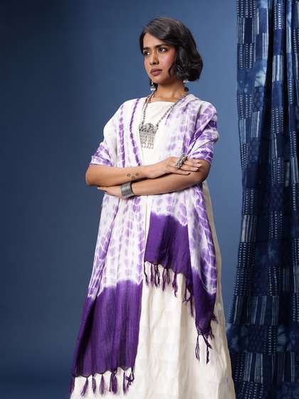 Taavi Tie and Dyed
                        Shibori Dupatta