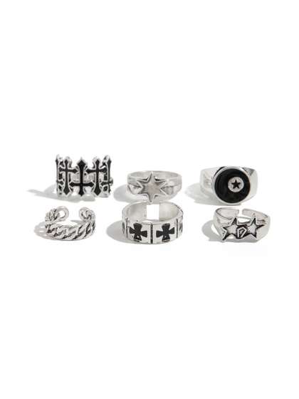 StyleCast x Revolte Set
                    of 6 Silver-Plated Finger Ring