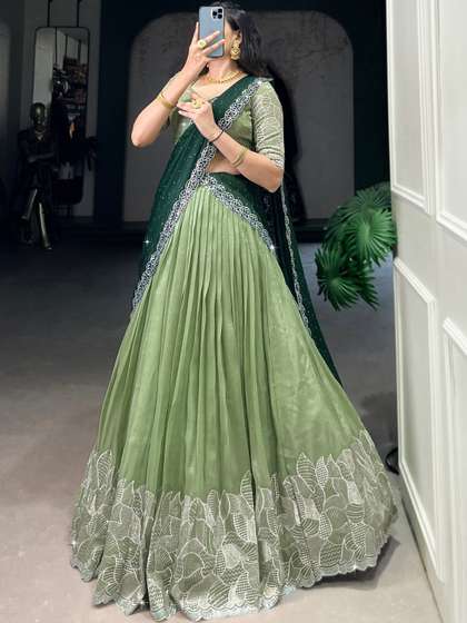 BAESD Embroidered
                        Semi-Stitched Lehenga & Unstitched Blouse
                        With Dupatta