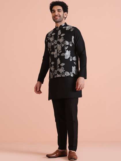 KISAH Floral Printed
                        Nehru Jacket with Zip
