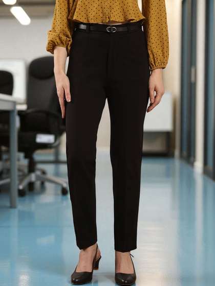 Women Straight Fit High-Rise Trousers