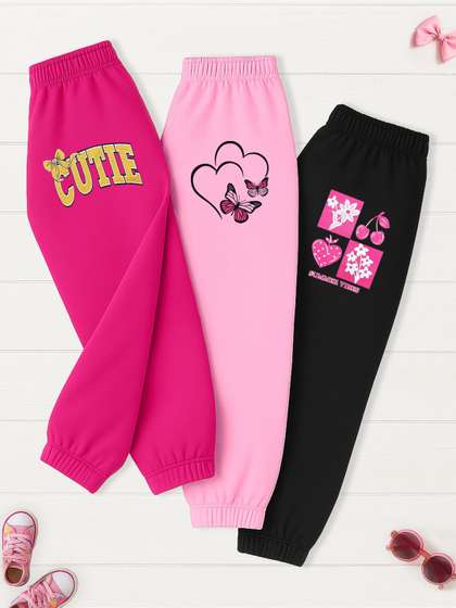 YK Girls Pack of 3
                    Graphic Printed Joggers