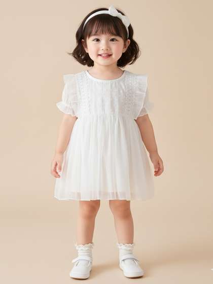 YK Girls Pack of 2 Lace
                    Self Design Fit & Flare Dress