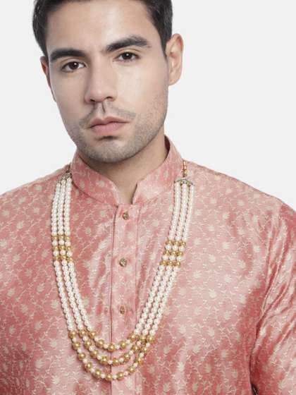 I Jewels Men
                      Traditional Multi-Layer Pearl Necklace Mala