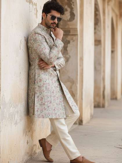 KISAH Men Multi
                        Printed Indowestern Sherwani Trouser Set