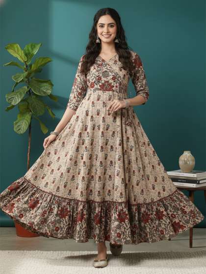 Sa Rasa Floral
                          Printed Angrakha Anarkali Kurta
