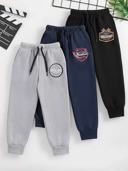 YK X Trampoline Kids
                      Pack Of 3 Printed Cotton Mid-Rise Joggers